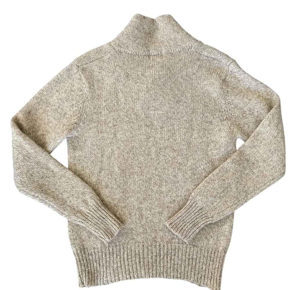 Woolrich Vintage Shawl Collar Wool Sweater Mens Oatmeal Pullover Fisherman S/M - Picture 5 of 7
